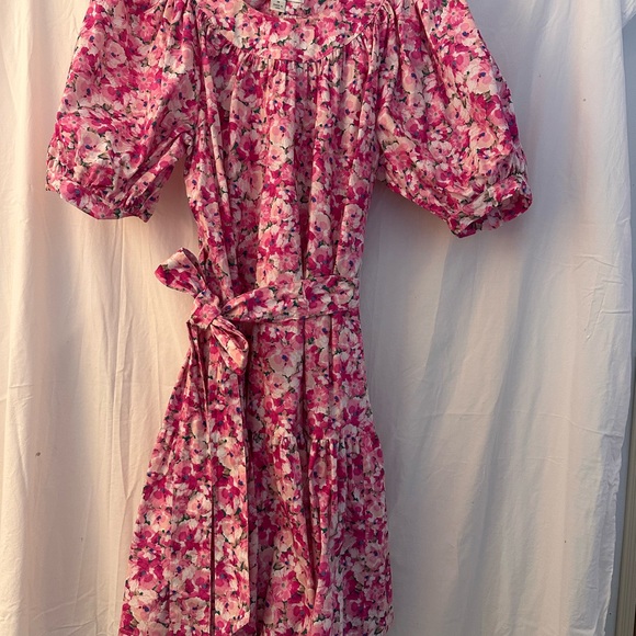 Floral Pink Puff Sleeve Dress - Picture 1 of 2